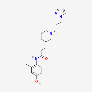 molecular formula C22H32N4O2 B5981995 N-(4-methoxy-2-methylphenyl)-3-{1-[3-(1H-pyrazol-1-yl)propyl]-3-piperidinyl}propanamide 