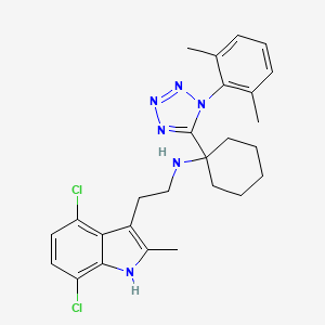 molecular formula C26H30Cl2N6 B5982059 N-[2-(4,7-DICHLORO-2-METHYL-1H-INDOL-3-YL)ETHYL]-1-[1-(2,6-DIMETHYLPHENYL)-1H-1,2,3,4-TETRAZOL-5-YL]CYCLOHEXAN-1-AMINE 