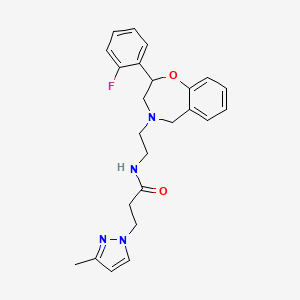 molecular formula C24H27FN4O2 B5982102 N-[2-[2-(2-fluorophenyl)-3,5-dihydro-2H-1,4-benzoxazepin-4-yl]ethyl]-3-(3-methylpyrazol-1-yl)propanamide 