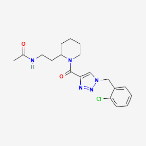 molecular formula C19H24ClN5O2 B5982122 N-[2-(1-{[1-(2-chlorobenzyl)-1H-1,2,3-triazol-4-yl]carbonyl}-2-piperidinyl)ethyl]acetamide 