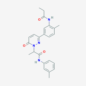 molecular formula C24H26N4O3 B5982174 N-(3-methylphenyl)-2-{3-[4-methyl-3-(propanoylamino)phenyl]-6-oxopyridazin-1(6H)-yl}propanamide 