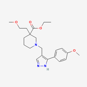 molecular formula C22H31N3O4 B5982311 ethyl 3-(2-methoxyethyl)-1-[[5-(4-methoxyphenyl)-1H-pyrazol-4-yl]methyl]piperidine-3-carboxylate 