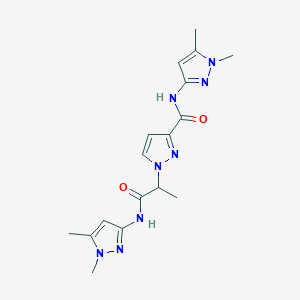 molecular formula C17H22N8O2 B5982397 N-(1,5-dimethylpyrazol-3-yl)-1-[1-[(1,5-dimethylpyrazol-3-yl)amino]-1-oxopropan-2-yl]pyrazole-3-carboxamide 