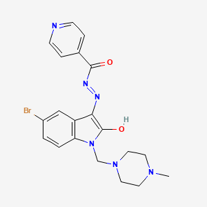 molecular formula C20H21BrN6O2 B5982523 N'~4~-{5-BROMO-1-[(4-METHYLPIPERAZINO)METHYL]-2-OXO-1,2-DIHYDRO-3H-INDOL-3-YLIDEN}ISONICOTINOHYDRAZIDE 