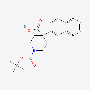 molecular formula C21H25NO4 B598258 Boc-4-(naphthalen-2-yl)-piperidine-4-carboxylic acid CAS No. 167262-89-7