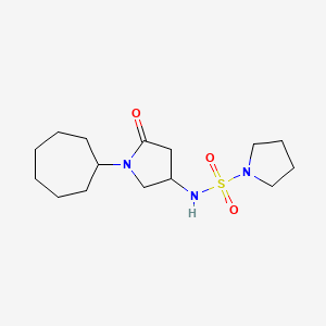 molecular formula C15H27N3O3S B5982744 N-(1-cycloheptyl-5-oxo-3-pyrrolidinyl)-1-pyrrolidinesulfonamide 