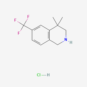 molecular formula C12H15ClF3N B598277 4,4-Dimethyl-6-(trifluoromethyl)-1,2,3,4-tetrahydroisoquinoline hydrochloride CAS No. 1203686-10-5