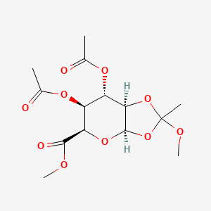 molecular formula C14H20O10 B598286 methyl (3aR,5R,6S,7S,7aR)-6,7-diacetyloxy-2-methoxy-2-methyl-5,6,7,7a-tetrahydro-3aH-[1,3]dioxolo[4,5-b]pyran-5-carboxylate CAS No. 107952-66-9