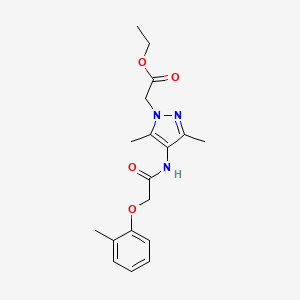 molecular formula C18H23N3O4 B5982939 ETHYL 2-{3,5-DIMETHYL-4-[2-(2-METHYLPHENOXY)ACETAMIDO]-1H-PYRAZOL-1-YL}ACETATE 