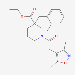 molecular formula C23H30N2O4 B5982967 ethyl 1-[(3,5-dimethyl-4-isoxazolyl)acetyl]-3-(2-methylbenzyl)-3-piperidinecarboxylate 