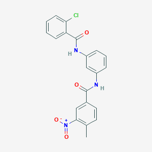 molecular formula C21H16ClN3O4 B5983254 N-[3-(2-CHLOROBENZAMIDO)PHENYL]-4-METHYL-3-NITROBENZAMIDE 