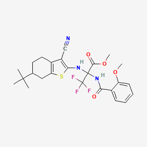 molecular formula C25H28F3N3O4S B5983289 METHYL 2-[(6-TERT-BUTYL-3-CYANO-4,5,6,7-TETRAHYDRO-1-BENZOTHIOPHEN-2-YL)AMINO]-3,3,3-TRIFLUORO-2-[(2-METHOXYPHENYL)FORMAMIDO]PROPANOATE 