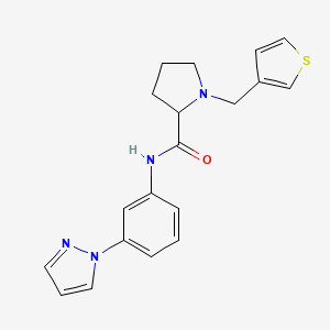 molecular formula C19H20N4OS B5983291 N-[3-(1H-pyrazol-1-yl)phenyl]-1-(3-thienylmethyl)prolinamide 