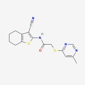 molecular formula C16H16N4OS2 B5983297 N-(3-cyano-4,5,6,7-tetrahydro-1-benzothiophen-2-yl)-2-(6-methylpyrimidin-4-yl)sulfanylacetamide 