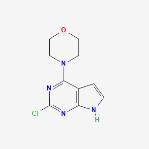molecular formula C10H11ClN4O B598333 2-Chloro-4-(morpholin-4-yl)-7H-pyrrolo[2,3-d]pyrimidine CAS No. 1202885-72-0