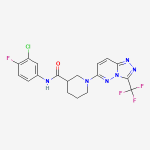 molecular formula C18H15ClF4N6O B5983496 N-(3-chloro-4-fluorophenyl)-1-[3-(trifluoromethyl)[1,2,4]triazolo[4,3-b]pyridazin-6-yl]piperidine-3-carboxamide 