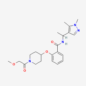 molecular formula C22H30N4O4 B5983642 N-[1-(1,5-dimethyl-1H-pyrazol-4-yl)ethyl]-2-{[1-(methoxyacetyl)-4-piperidinyl]oxy}benzamide 