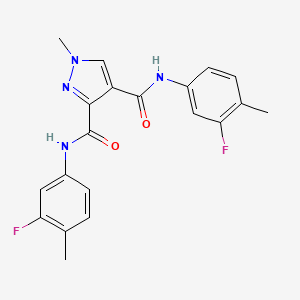 molecular formula C20H18F2N4O2 B5983667 N~3~,N~4~-BIS(3-FLUORO-4-METHYLPHENYL)-1-METHYL-1H-PYRAZOLE-3,4-DICARBOXAMIDE 