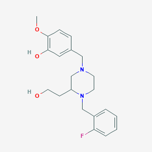 molecular formula C21H27FN2O3 B5983668 5-{[4-(2-fluorobenzyl)-3-(2-hydroxyethyl)-1-piperazinyl]methyl}-2-methoxyphenol 