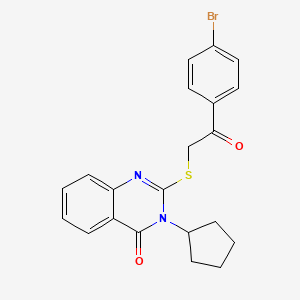 molecular formula C21H19BrN2O2S B5983746 2-{[2-(4-bromophenyl)-2-oxoethyl]sulfanyl}-3-cyclopentylquinazolin-4(3H)-one 