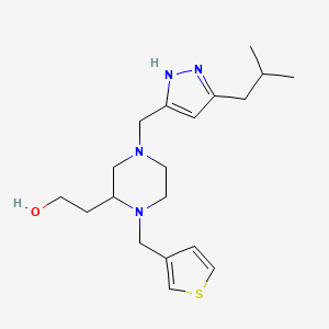 molecular formula C19H30N4OS B5983787 2-[4-[(5-isobutyl-1H-pyrazol-3-yl)methyl]-1-(3-thienylmethyl)-2-piperazinyl]ethanol 