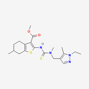 molecular formula C20H28N4O2S2 B5983791 methyl 2-({[(1-ethyl-5-methyl-1H-pyrazol-4-yl)methyl](methyl)carbamothioyl}amino)-6-methyl-4,5,6,7-tetrahydro-1-benzothiophene-3-carboxylate 