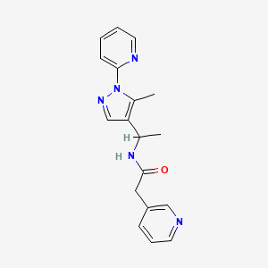 molecular formula C18H19N5O B5983824 N-[1-(5-methyl-1-pyridin-2-ylpyrazol-4-yl)ethyl]-2-pyridin-3-ylacetamide 