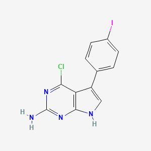 molecular formula C12H8ClIN4 B598391 4-Chloro-5-(4-iodophenyl)-7H-pyrrolo[2,3-D]pyrimidin-2-amine CAS No. 1204298-64-5