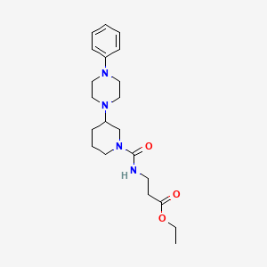 molecular formula C21H32N4O3 B5984011 ethyl N-{[3-(4-phenyl-1-piperazinyl)-1-piperidinyl]carbonyl}-beta-alaninate 