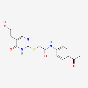 molecular formula C17H19N3O4S B5984167 N-(4-acetylphenyl)-2-[[5-(2-hydroxyethyl)-4-methyl-6-oxo-1H-pyrimidin-2-yl]sulfanyl]acetamide 