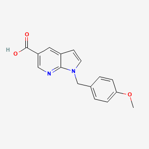 molecular formula C16H14N2O3 B598418 1-(4-Methoxybenzyl)-1H-pyrrolo[2,3-b]pyridine-5-carboxylic acid CAS No. 1201324-15-3