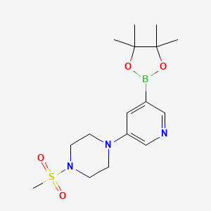 molecular formula C16H26BN3O4S B598422 1-(甲磺酰)-4-(5-(4,4,5,5-四甲基-1,3,2-二氧杂硼烷-2-基)吡啶-3-基)哌嗪 CAS No. 1201644-34-9