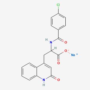 molecular formula C19H14ClN2NaO4 B598424 Sodium 2-(4-chlorobenzamido)-3-(2-oxo-1,2-dihydroquinolin-4-yl)propanoate CAS No. 169809-59-0