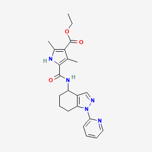 molecular formula C22H25N5O3 B5984247 ethyl 2,4-dimethyl-5-({[1-(2-pyridinyl)-4,5,6,7-tetrahydro-1H-indazol-4-yl]amino}carbonyl)-1H-pyrrole-3-carboxylate 