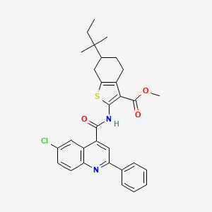 molecular formula C31H31ClN2O3S B5984304 Methyl 2-{[(6-chloro-2-phenylquinolin-4-yl)carbonyl]amino}-6-(2-methylbutan-2-yl)-4,5,6,7-tetrahydro-1-benzothiophene-3-carboxylate 