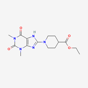 molecular formula C15H21N5O4 B5984468 ethyl 1-(1,3-dimethyl-2,6-dioxo-2,3,6,7-tetrahydro-1H-purin-8-yl)piperidine-4-carboxylate 