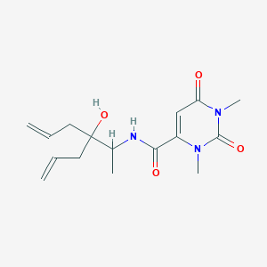 molecular formula C16H23N3O4 B5984512 N-(2-allyl-2-hydroxy-1-methyl-4-penten-1-yl)-1,3-dimethyl-2,6-dioxo-1,2,3,6-tetrahydro-4-pyrimidinecarboxamide 