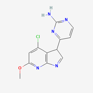 molecular formula C12H10ClN5O B598466 2-Pyrimidinamine, 4-(4-chloro-6-methoxy-3H-pyrrolo[2,3-b]pyridin-3-yl)- CAS No. 1203569-96-3