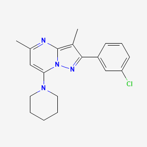 molecular formula C19H21ClN4 B5984666 1-[2-(3-Chlorophenyl)-3,5-dimethylpyrazolo[1,5-a]pyrimidin-7-yl]piperidine 