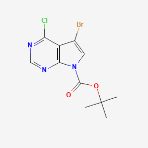 molecular formula C11H11BrClN3O2 B598479 tert-Butyl 5-bromo-4-chloro-7H-pyrrolo[2,3-d]pyrimidine-7-carboxylate CAS No. 1202864-54-7