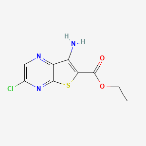 molecular formula C9H8ClN3O2S B598489 Ethyl 7-amino-3-chlorothieno[2,3-b]pyrazine-6-carboxylate CAS No. 181284-02-6
