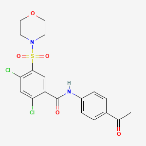 molecular formula C19H18Cl2N2O5S B5984911 N-(4-acetylphenyl)-2,4-dichloro-5-morpholin-4-ylsulfonylbenzamide 