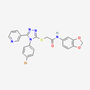 molecular formula C22H16BrN5O3S B5984971 N-(1,3-benzodioxol-5-yl)-2-[[4-(4-bromophenyl)-5-pyridin-3-yl-1,2,4-triazol-3-yl]sulfanyl]acetamide CAS No. 477330-17-9