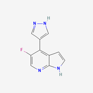 molecular formula C10H7FN4 B598518 1H-Pyrrolo[2,3-b]pyridine, 5-fluoro-4-(1H-pyrazol-4-yl)- CAS No. 1203568-85-7