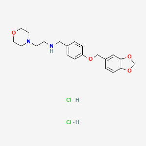 molecular formula C21H28Cl2N2O4 B5985216 N-[[4-(1,3-benzodioxol-5-ylmethoxy)phenyl]methyl]-2-morpholin-4-ylethanamine;dihydrochloride 