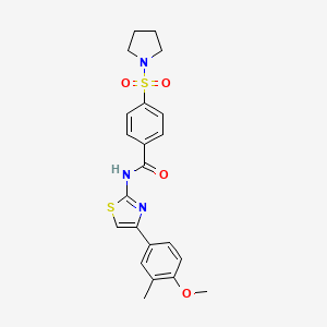 molecular formula C22H23N3O4S2 B5985244 N-[4-(4-methoxy-3-methylphenyl)-1,3-thiazol-2-yl]-4-pyrrolidin-1-ylsulfonylbenzamide 