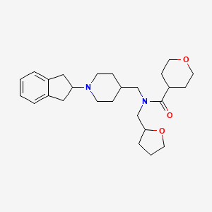 molecular formula C26H38N2O3 B5985249 N-{[1-(2,3-dihydro-1H-inden-2-yl)-4-piperidinyl]methyl}-N-(tetrahydro-2-furanylmethyl)tetrahydro-2H-pyran-4-carboxamide 