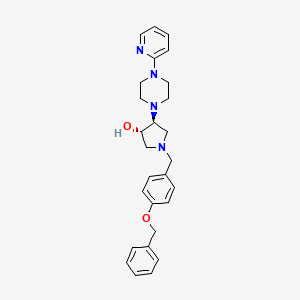 molecular formula C27H32N4O2 B5985266 (3S,4S)-1-[(4-phenylmethoxyphenyl)methyl]-4-(4-pyridin-2-ylpiperazin-1-yl)pyrrolidin-3-ol 