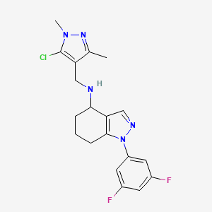 molecular formula C19H20ClF2N5 B5985331 N-[(5-chloro-1,3-dimethyl-1H-pyrazol-4-yl)methyl]-1-(3,5-difluorophenyl)-4,5,6,7-tetrahydro-1H-indazol-4-amine 