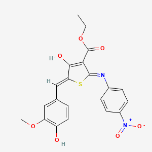 molecular formula C21H18N2O7S B5985726 Ethyl (5Z)-5-[(4-hydroxy-3-methoxyphenyl)methylidene]-2-[(4-nitrophenyl)amino]-4-oxo-4,5-dihydrothiophene-3-carboxylate 